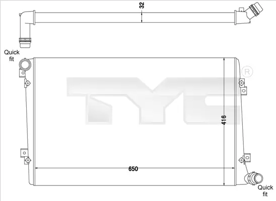 Kühler, Motorkühlung TYC 737-0063-R Bild Kühler, Motorkühlung TYC 737-0063-R