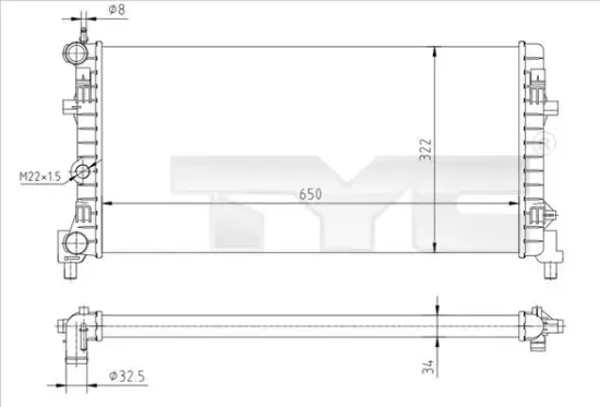 Kühler, Motorkühlung TYC 737-0064-R Bild Kühler, Motorkühlung TYC 737-0064-R