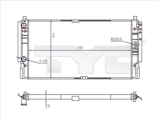 Kühler, Motorkühlung TYC 737-0068-R