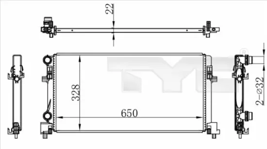 Kühler, Motorkühlung TYC 737-0073 Bild Kühler, Motorkühlung TYC 737-0073