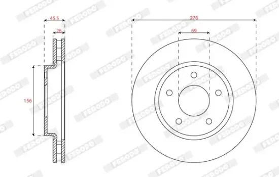 Bremsscheibe Vorderachse FERODO DDF1803C Bild Bremsscheibe Vorderachse FERODO DDF1803C