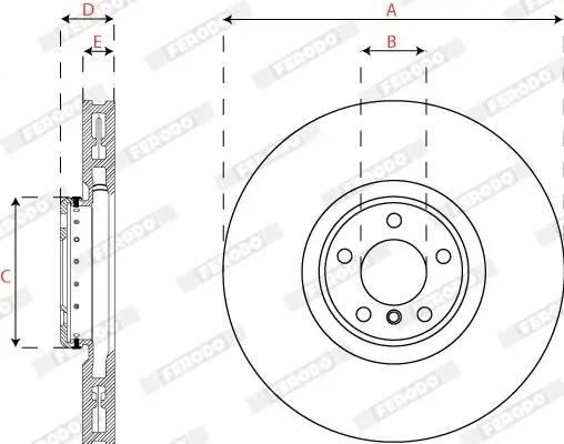 Bremsscheibe Vorderachse links FERODO DDF2041LVC-1 Bild Bremsscheibe Vorderachse links FERODO DDF2041LVC-1