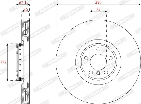 Bremsscheibe Vorderachse rechts FERODO DDF2041RVC-1 Bild Bremsscheibe Vorderachse rechts FERODO DDF2041RVC-1
