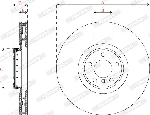 Bremsscheibe Vorderachse rechts FERODO DDF2041RVC-1 Bild Bremsscheibe Vorderachse rechts FERODO DDF2041RVC-1