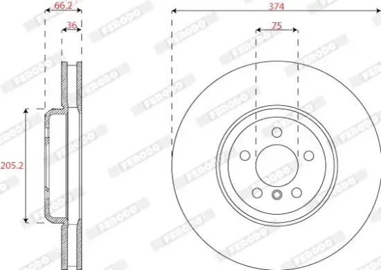 Bremsscheibe Vorderachse rechts FERODO DDF2042RC-1 Bild Bremsscheibe Vorderachse rechts FERODO DDF2042RC-1