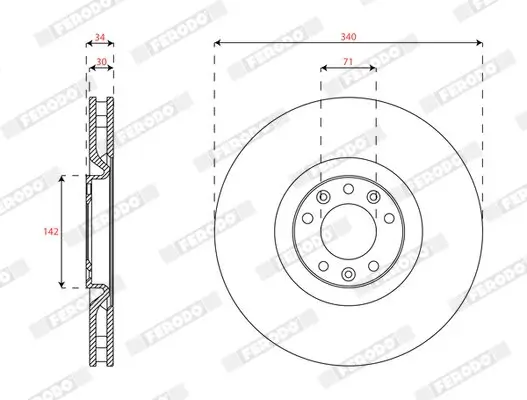 Bremsscheibe Vorderachse FERODO DDF2211C-1 Bild Bremsscheibe Vorderachse FERODO DDF2211C-1