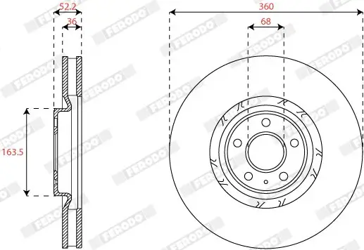 Bremsscheibe Vorderachse links FERODO DDF2774LC-1 Bild Bremsscheibe Vorderachse links FERODO DDF2774LC-1