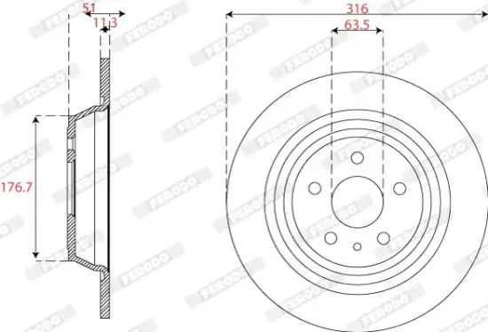 Bremsscheibe Hinterachse FERODO DDF2788C Bild Bremsscheibe Hinterachse FERODO DDF2788C