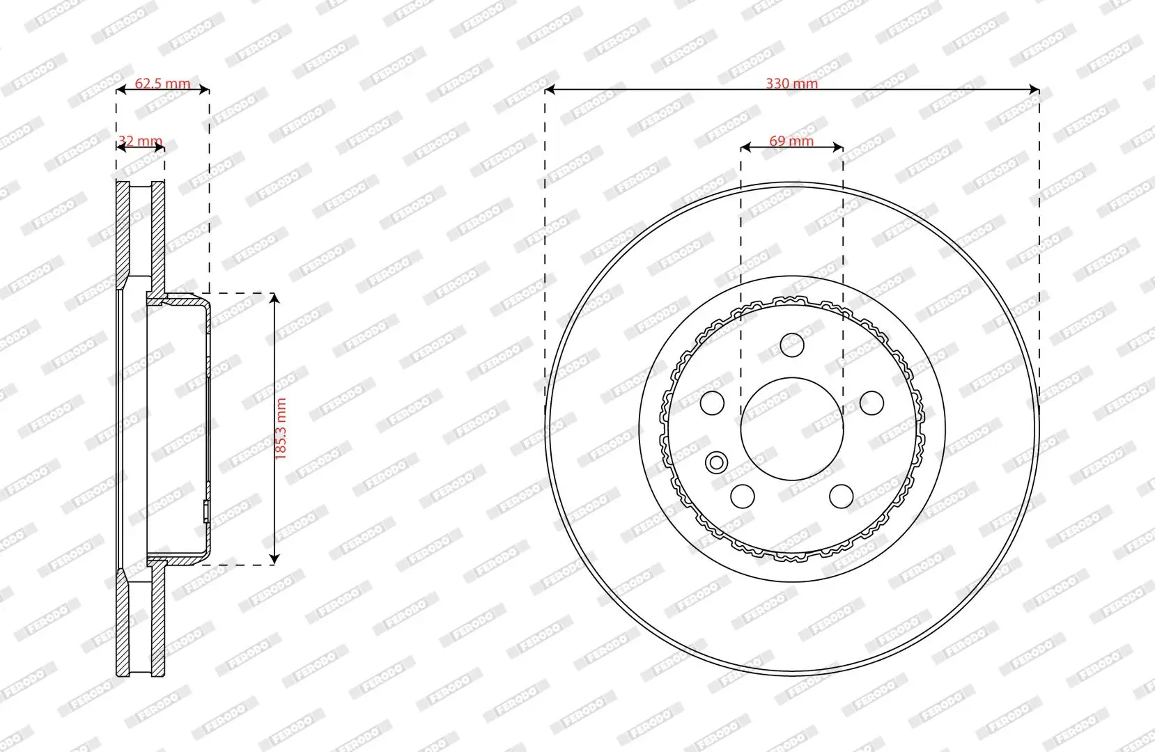 Bremsscheibe Vorderachse FERODO DDF2807VC-1
