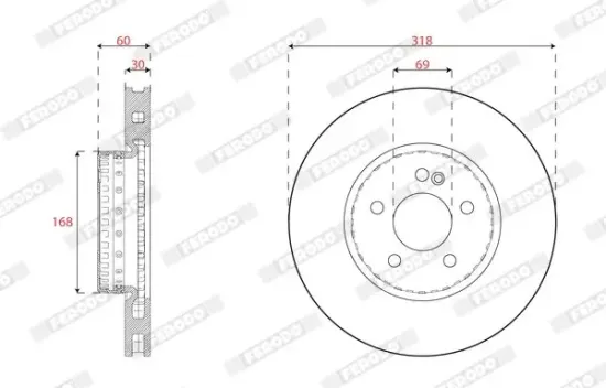 Bremsscheibe Vorderachse FERODO DDF2834VC-1 Bild Bremsscheibe Vorderachse FERODO DDF2834VC-1