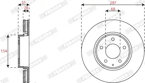 Bremsscheibe Vorderachse FERODO DDF2849C Bild Bremsscheibe Vorderachse FERODO DDF2849C