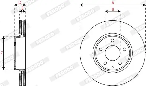 Bremsscheibe Vorderachse FERODO DDF2849C Bild Bremsscheibe Vorderachse FERODO DDF2849C