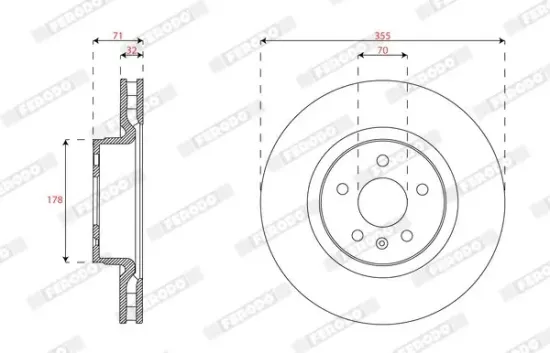 Bremsscheibe Vorderachse FERODO DDF3013C-1 Bild Bremsscheibe Vorderachse FERODO DDF3013C-1