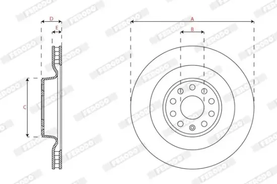 Bremsscheibe Hinterachse FERODO DDF3014C-1 Bild Bremsscheibe Hinterachse FERODO DDF3014C-1