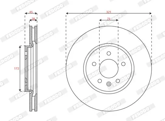 Bremsscheibe Vorderachse FERODO DDF3032C-1 Bild Bremsscheibe Vorderachse FERODO DDF3032C-1