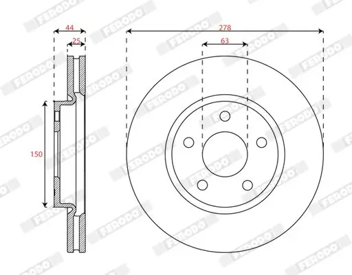Bremsscheibe Vorderachse FERODO DDF3050C Bild Bremsscheibe Vorderachse FERODO DDF3050C