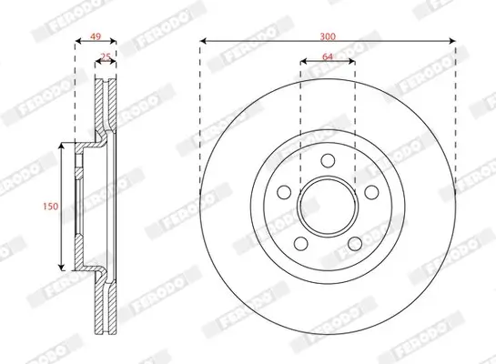 Bremsscheibe Vorderachse Vorderachse FERODO DDF3064C Bild Bremsscheibe Vorderachse Vorderachse FERODO DDF3064C