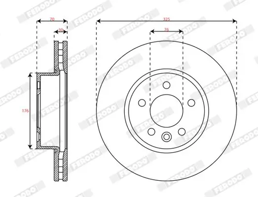 Bremsscheibe Vorderachse FERODO DDF3104C-1 Bild Bremsscheibe Vorderachse FERODO DDF3104C-1