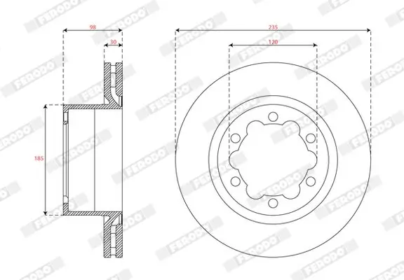 Bremsscheibe Hinterachse FERODO DDF3106C-1
