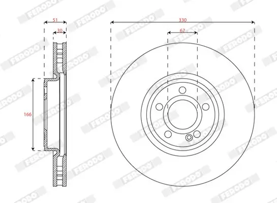 Bremsscheibe Vorderachse FERODO DDF3109C-1 Bild Bremsscheibe Vorderachse FERODO DDF3109C-1