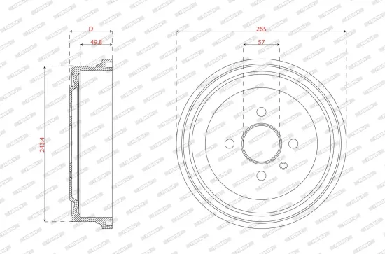 Bremstrommel Hinterachse FERODO FDR329238 Bild Bremstrommel Hinterachse FERODO FDR329238