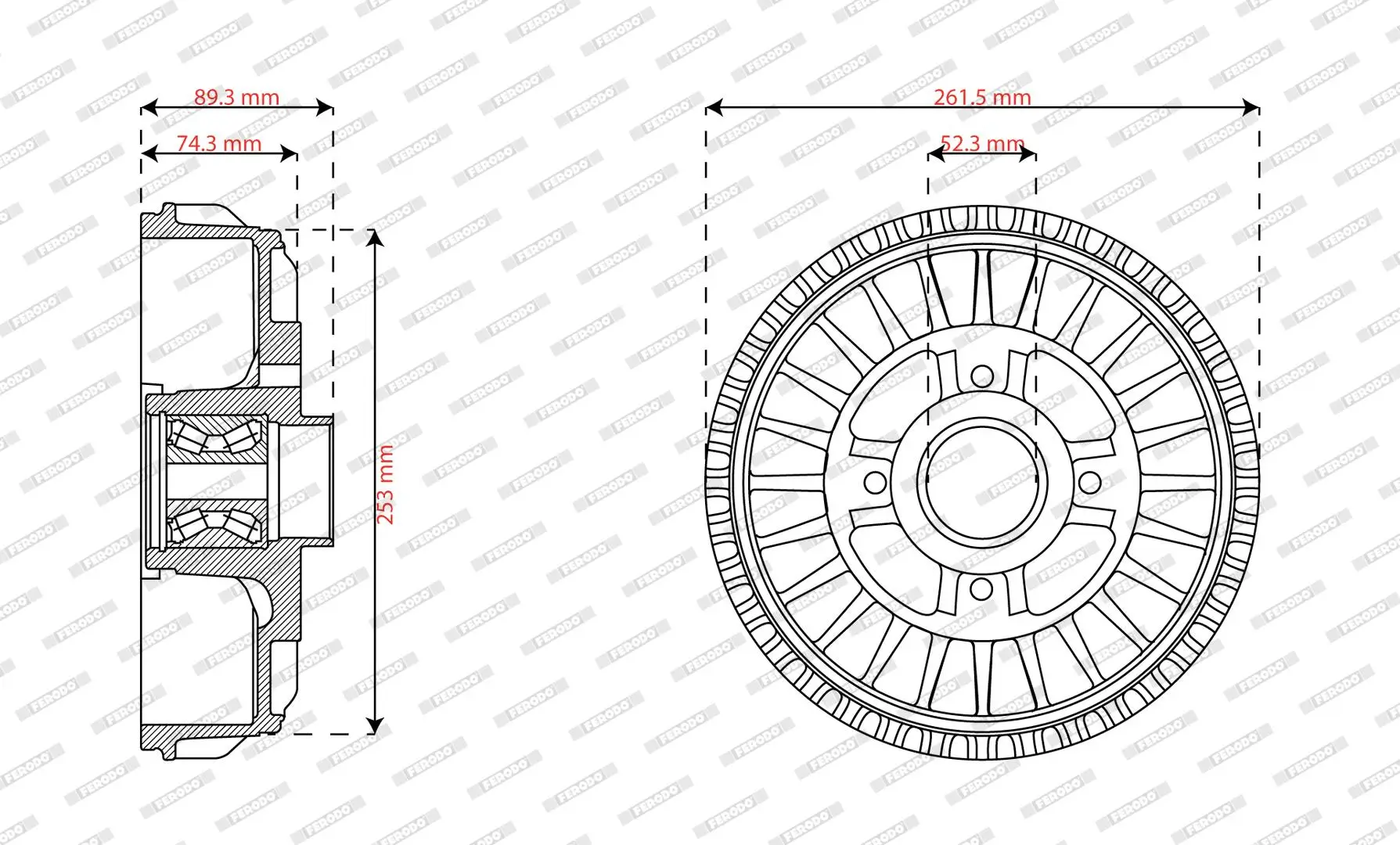 Bremstrommel Hinterachse FERODO FDR329836