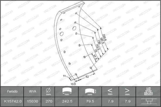 Bremsbelagsatz, Trommelbremse FERODO K15742.0-F3549 Bild Bremsbelagsatz, Trommelbremse FERODO K15742.0-F3549