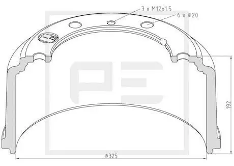 Bremstrommel Hinterachse Vorderachse PE Automotive 036.416-00A Bild Bremstrommel Hinterachse Vorderachse PE Automotive 036.416-00A