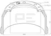 Bremstrommel Hinterachse Vorderachse PE Automotive 036.418-00A