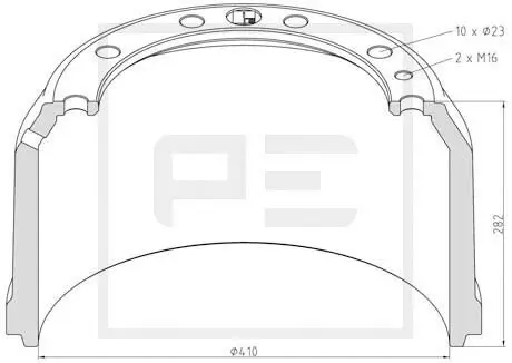 Bremstrommel Hinterachse PE Automotive 056.617-00A Bild Bremstrommel Hinterachse PE Automotive 056.617-00A