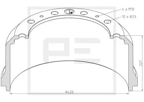 Bremstrommel Hinterachse PE Automotive 066.434-00A