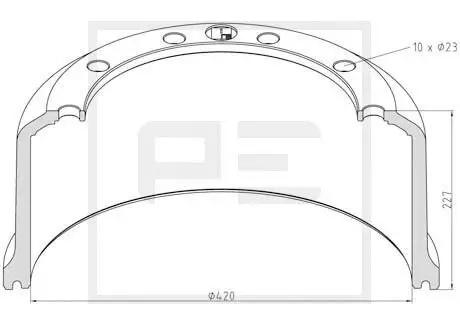 Bremstrommel Hinterachse PE Automotive 066.439-00A