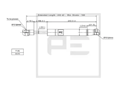 Gasfeder PE Automotive 120.207-00A Bild Gasfeder PE Automotive 120.207-00A