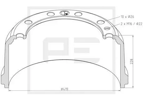Bremstrommel PE Automotive 166.069-00A