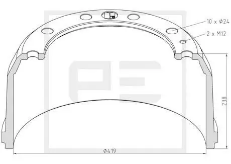 Bremstrommel Hinterachse PE Automotive 266.584-00A