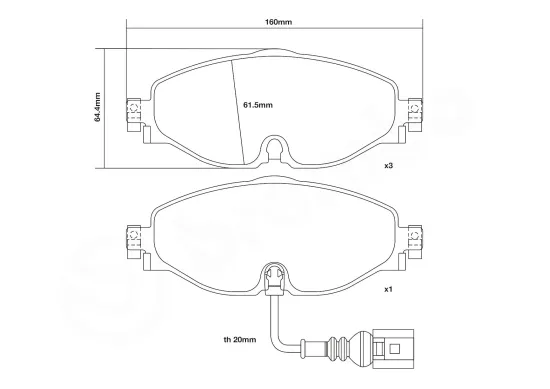 Hochleistungs-Bremsbelagsatz Vorderachse BREMBO 07.B314.93 Bild Hochleistungs-Bremsbelagsatz Vorderachse BREMBO 07.B314.93