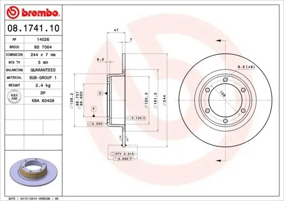 Bremsscheibe BREMBO 08.1741.10