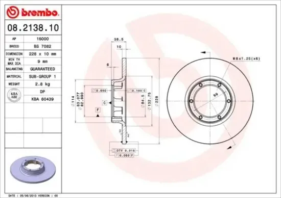 Bremsscheibe BREMBO 08.2138.10 Bild Bremsscheibe BREMBO 08.2138.10