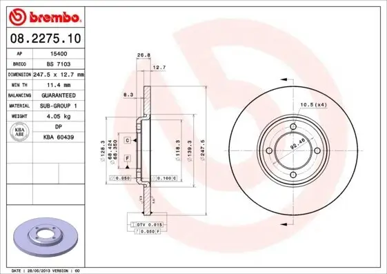 Bremsscheibe BREMBO 08.2275.10