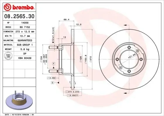Bremsscheibe Vorderachse BREMBO 08.2565.30