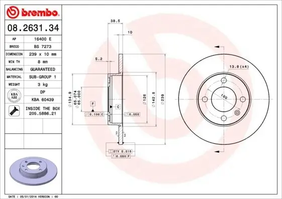 Bremsscheibe BREMBO 08.2631.34