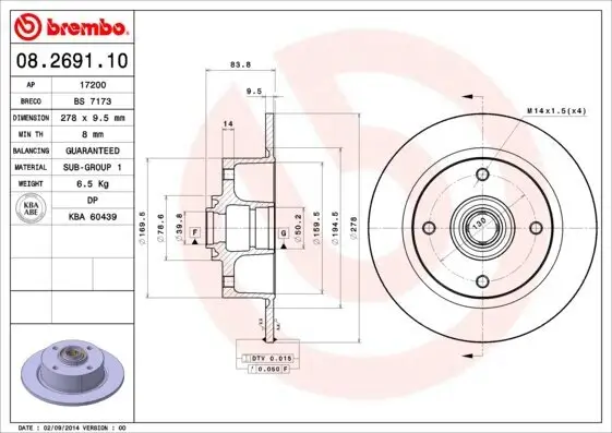 Bremsscheibe BREMBO 08.2691.10