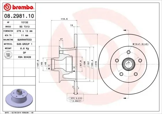 Bremsscheibe Vorderachse BREMBO 08.2981.10