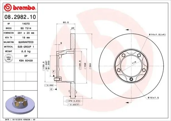 Bremsscheibe BREMBO 08.2982.10