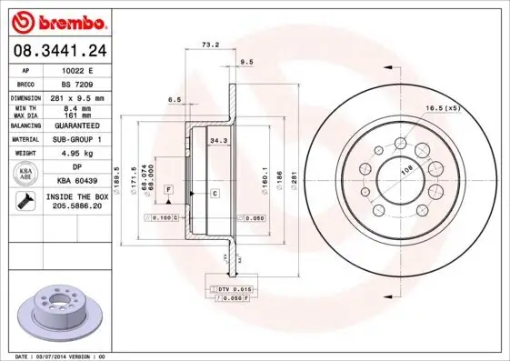 Bremsscheibe BREMBO 08.3441.24