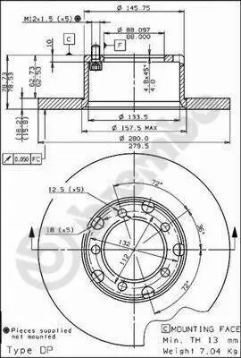 Bremsscheibe Vorderachse BREMBO 08.3959.20