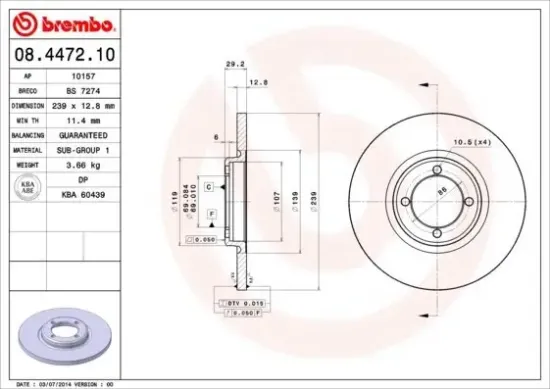 Bremsscheibe BREMBO 08.4472.10 Bild Bremsscheibe BREMBO 08.4472.10