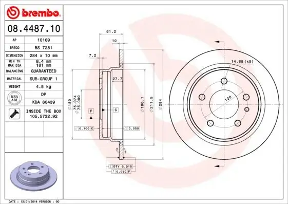 Bremsscheibe BREMBO 08.4487.10