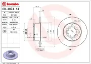 Bremsscheibe Hinterachse BREMBO 08.4874.14