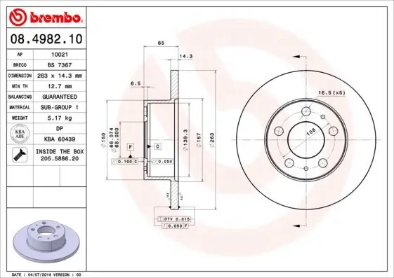 Bremsscheibe BREMBO 08.4982.10